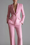 Costume d'affaires femme 2 pièces rose revers pointe à boutons
