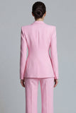 Costume d'affaires femme 2 pièces rose revers pointe à boutons