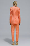 Costumes de travail féminins à revers cranté orange en deux pièces à un bouton