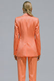 Costumes de travail féminins à revers cranté orange en deux pièces à un bouton