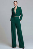 Costume d'affaires femme 2 pièces vert foncé revers pointe un bouton