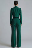Costume d'affaires femme 2 pièces vert foncé revers pointe un bouton