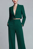 Costume d'affaires femme 2 pièces vert foncé revers pointe un bouton