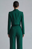 Costume d'affaires femme 2 pièces vert foncé revers pointe un bouton