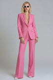 Costume d'affaires femme 2 pièces fuchsia revers pointe un bouton
