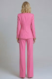 Costume d'affaires femme 2 pièces fuchsia revers pointe un bouton