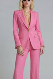Costume d'affaires femme 2 pièces fuchsia revers pointe un bouton