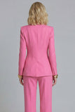 Costume d'affaires femme 2 pièces fuchsia revers pointe un bouton