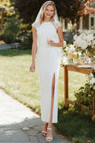 Robe de mariée longue à manches longues en dentelle en dentelle blanche avec fente