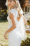 Robe de mariée longue à manches longues en dentelle en dentelle blanche avec fente