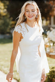 Robe de mariée longue à manches longues en dentelle en dentelle blanche avec fente