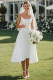 Robe de mariée blanche à bretelles fines Midi A Line