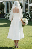 Robe de mariée blanche à bretelles fines Midi A Line