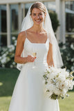 Robe de mariée blanche à bretelles fines Midi A Line