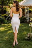 Robe de mariée Midi bodycon en dentelle blanche à bretelles fines