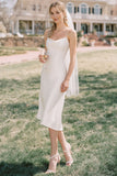 Robe de mariée Midi à bretelles blanches à poils fines