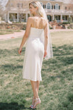 Robe de mariée Midi à bretelles blanches à poils fines