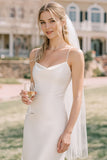 Robe de mariée Midi à bretelles blanches à poils fines