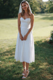 Robe de mariée Midi à bretelles blanches en dentelle A Line