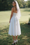 Robe de mariée Midi à bretelles blanches en dentelle A Line
