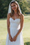 Robe de mariée Midi à bretelles blanches en dentelle A Line