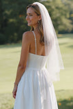 Robe de mariée Midi à bretelles blanches en dentelle A Line