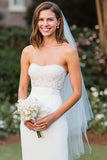 Robe de mariée Midi en dentelle blanche sans bretelles avec fente