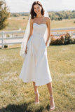 Robe de mariée Midi blanche en dentelle sans bretelles