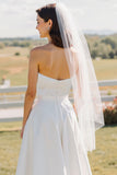 Robe de mariée Midi blanche en dentelle sans bretelles