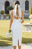 Robe de mariée en satin blanc en lacette en fourreau