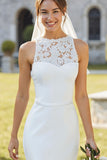 Robe de mariée en satin blanc en lacette en fourreau