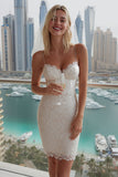 Robe de mariée bodycon à sequins scintillants en ivoire à bretelles fines