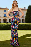 Robe de bal longue décapotable fourreau sans bretelles en fleur noire