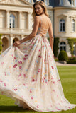 Corset en fleur d’ivoire ligne A, lacet dans le dos, longue robe de bal avec nœud de promo