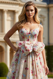 Corset en fleur d’ivoire ligne A, lacet dans le dos, longue robe de bal avec nœud de promo