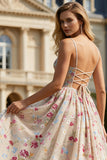Corset en fleur d’ivoire ligne A, lacet dans le dos, longue robe de bal avec nœud de promo