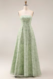 Robe de demoiselle d’honneur Dusty Sage Bloomless Strapless A Line Long