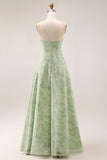 Robe de demoiselle d’honneur Dusty Sage Bloomless Strapless A Line Long