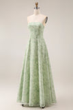 Robe de demoiselle d’honneur Dusty Sage Bloomless Strapless A Line Long