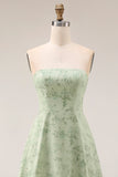 Robe de demoiselle d’honneur Dusty Sage Bloomless Strapless A Line Long