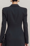 Robe de travail Mini Bodycon Double Boutonnage Cravaillante Noire