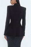 Robe de travail noire 2 pièces à revers de sirène à pointes