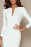 Robe de travail midi Ivory Bodycon à col rond avec manches 3/4