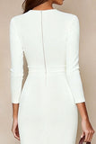 Robe de travail midi Ivory Bodycon à col rond avec manches 3/4