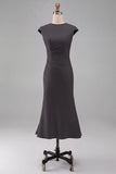 Robe sirène blanche col rond manches courtes