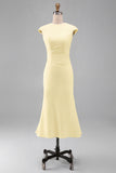 Robe sirène blanche col rond manches courtes