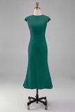 Robe sirène blanche col rond manches courtes