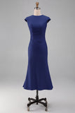 Robe sirène blanche col rond manches courtes