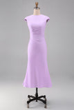 Robe sirène blanche col rond manches courtes