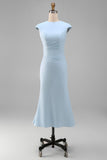 Robe sirène blanche col rond manches courtes